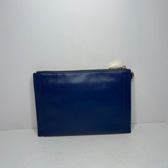 Lori Goldstein Leather Large Envelope Navy Snake Print Pouch Womens NWOT - Picture 5 of 10